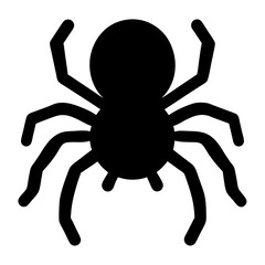Silhouette of a spider with eight legs on a white background