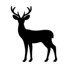 Silhouette of a majestic deer standing gracefully against a stark white background