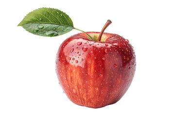 red apple with leaf