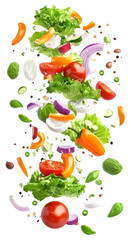 Isolated Colorful Flying Vegetables Salad Illustration
