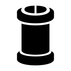 Monochrome icon of a spool or bobbin for sewing or crafting supplies