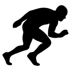 Black silhouette of a sprinter getting ready to start the race