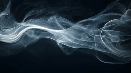 Fototapeta premium Soft, ephemeral wisps of smoke spiral gently against a shadowy canvas, evoking a sense of