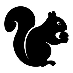 Silhouette of a squirrel holding an acorn with its cute little paws