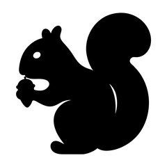 Silhouette of a squirrel holding an acorn on a white background