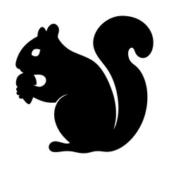 Obraz premium Silhouette of a squirrel holding a nut on a white background