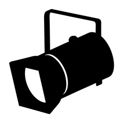 Silhouette of a theatrical lighting fixture with an overhead mounting bar