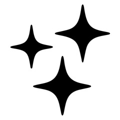 Three four pointed stars with a sleek and modern black and white design