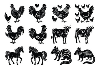 Large Animal Silhouette Collection, Alphabet animals, World Animals ,Wild Animal Characters