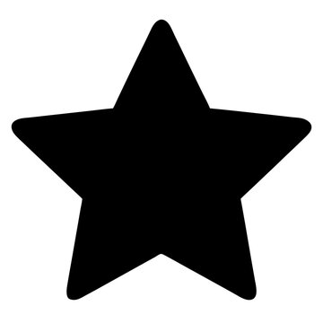 Solid black five pointed star with rounded edges and classic design