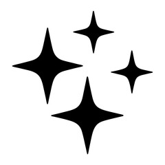 Four pointed star shapes suggesting sparkle or cleanliness in solid black