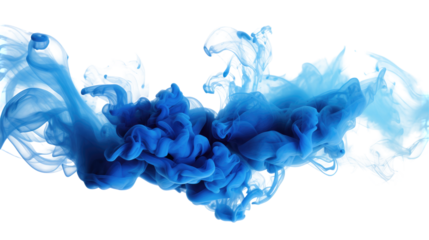 Blue Smoke Cloud on White Background

