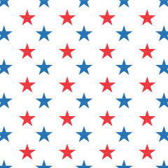Fototapeta premium Patriotic stars background.Patriotic seamless pattern with blue and red stars for independent day, America, USA freedom, 4th of July.
