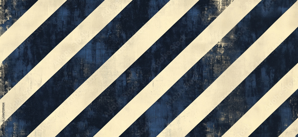 Poster diagonal striped pattern in navy blue and cream for modern design applications.