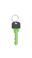 Isolated Green Car Key Illustration with Silver Ring