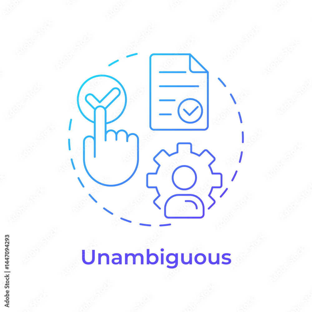 Poster unambiguous blue gradient concept icon. user actions clearly showing agreement. gdpr consent princip