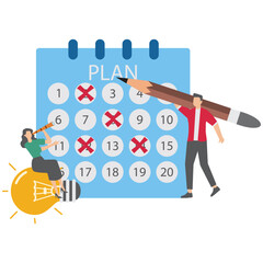 Business people team working with digital online calendar for co-working, teamwork, workspace Business planning
