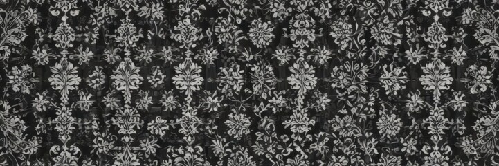 Fototapeta premium Intricate black & white damask, seamless floral & geometric gothic wallpaper , decor, home
