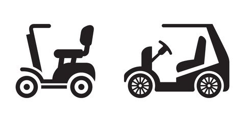 Electric mobility scooter vector silhouettes