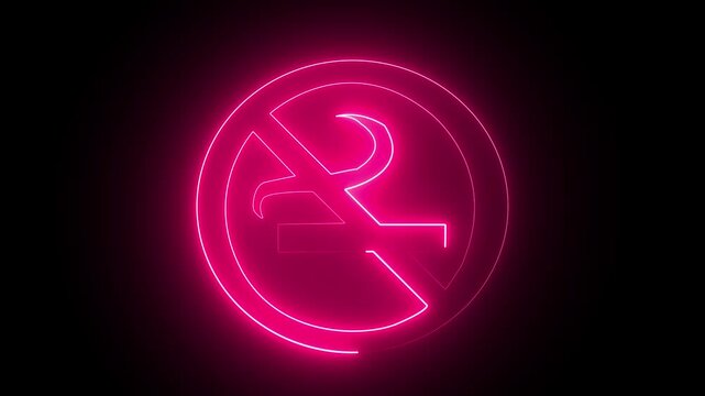 No smoking sign icon warning neon lights video No smoking sign icon warning neon lights. No smoking neon sign  No smoking sign icon warning neon lights