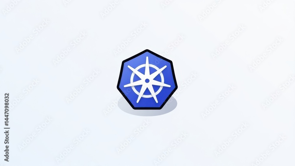 Poster kubescape. cosmic computer icon. isolated 2d isometric illustration. blue and white computer logo fe