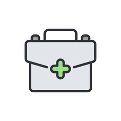 First aid kit colored icons, minimalist vector illustration ,simple transparent graphic element .Isolated on white background