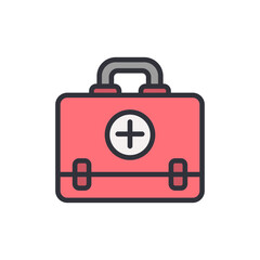 First aid kit colored icons, minimalist vector illustration ,simple transparent graphic element .Isolated on white background