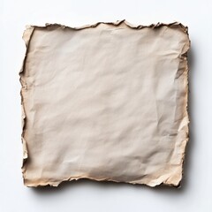 Torn Square Paper with Rough Edges on White Background