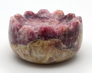 Pink and beige stone bowl