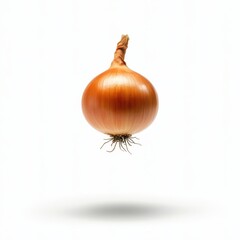 Fresh Onion Falling Isolated on Clean White Background