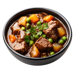 Beef stew isolated on white background