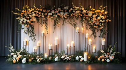 A beautiful wedding ceremony decor with floral generative AI