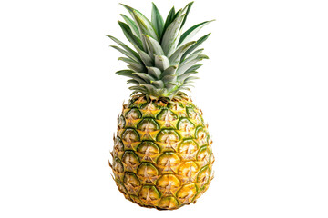 Solitary pineapple, featuring a vivid yellow-green exterior, is presented in a close-up view against a backdrop of contrasting colors.