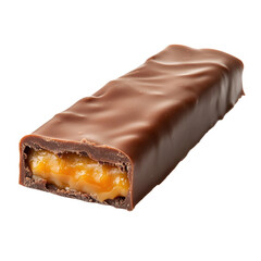 Delicious chocolate bar filled with smooth caramel isolated on a white background, Chocolate bar with caramel filling isolated on white background
