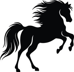 Dynamic Black Silhouette Vector of a Galloping Horse