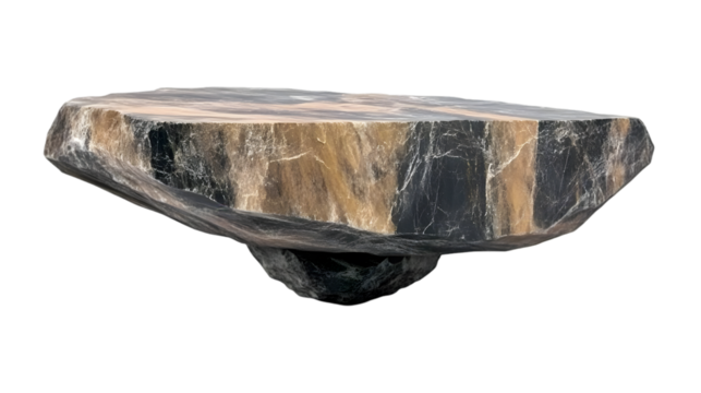 Isolated Polished Stone Slice, Artifact, Prehistoric, Transparent Background