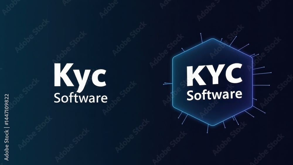 Aufkleber kyc software. kyc solution. product ad banner copy text. simple logo showcases secure kyc solution, 
