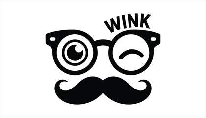 Winking Glasses with Mustache Vector Illustration