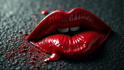Red Lips with Smudged Lipstick Detail