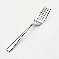 Shiny Silver Fork Isolated on a White Background for Culinary Use