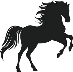 Dynamic Black Silhouette Vector of a Galloping Horse