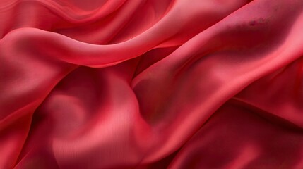 Obraz premium Draped red fabric with soft folds and subtle light reflections.