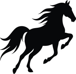 Dynamic Black Silhouette Vector of a Galloping Horse