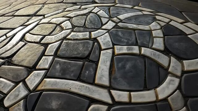 Intricate stone pattern on pavement