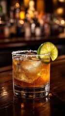 Refreshing classic margarita in a lively bar setting, perfect for warm evenings and cheerful celebrations with friends.