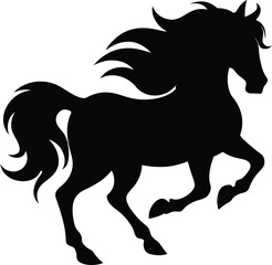 Dynamic Black Silhouette Vector of a Galloping Horse