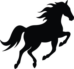 Dynamic Black Silhouette Vector of a Galloping Horse