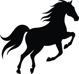 Dynamic Black Silhouette Vector of a Galloping Horse