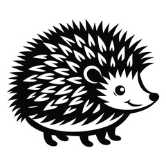 Hedgehog Silhouette Vector Art on White Background, Cute hedgehog silhouette symbol logo