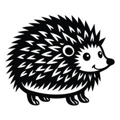 Hedgehog Silhouette Vector Art on White Background, Cute hedgehog silhouette symbol logo
